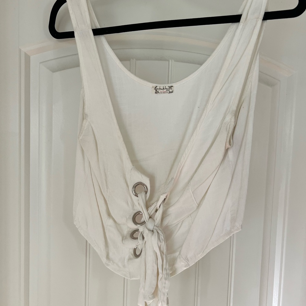 Stylish Free People White Lace-Up Women's Top